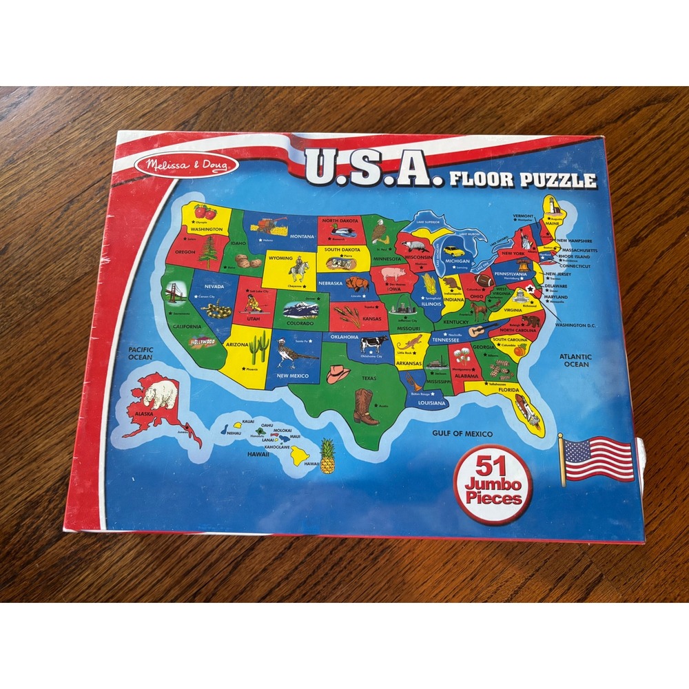 NEW Melissa & Doug USA Map Floor Puzzle 51 Pieces Jumbo Educational Toy